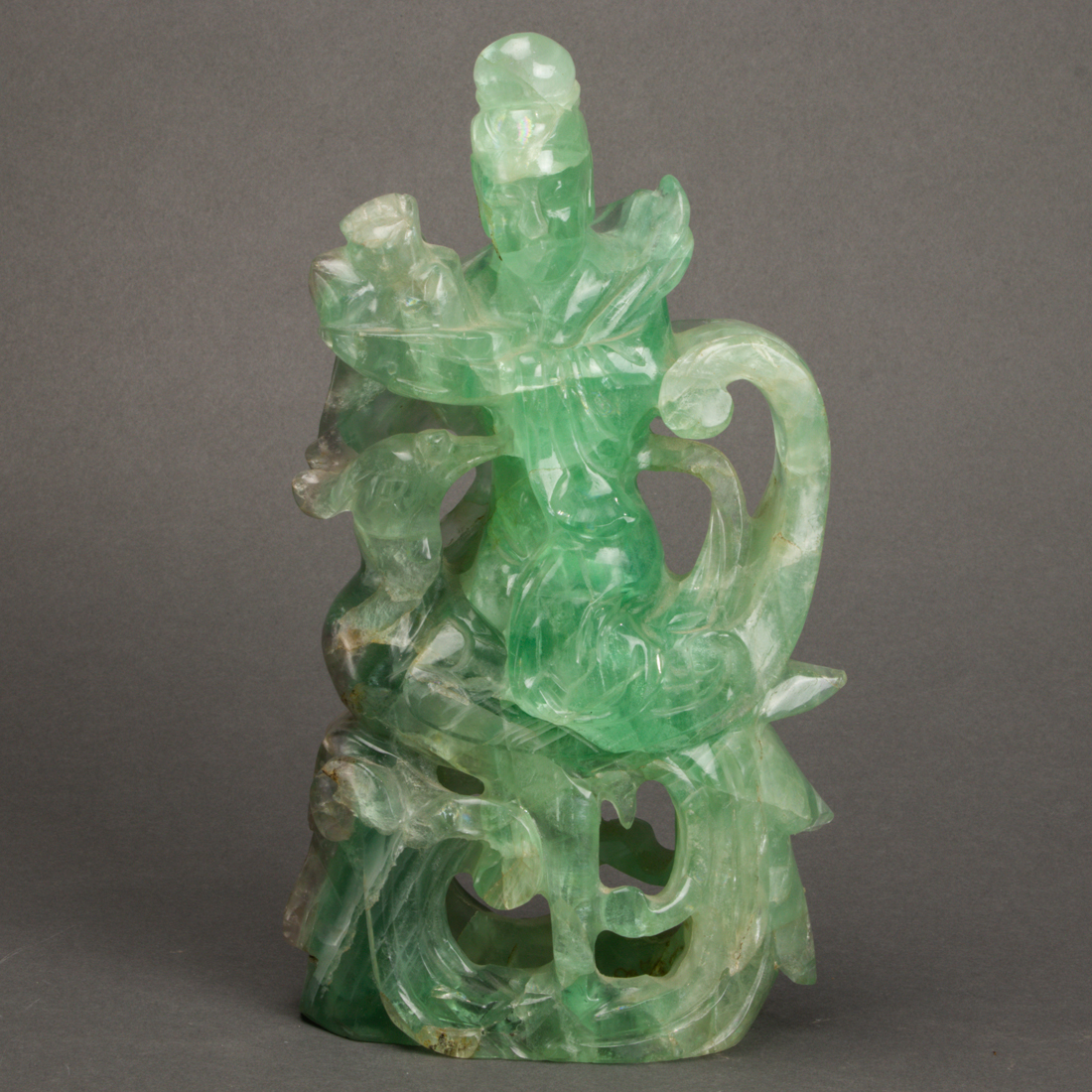 CHINESE FLUORITE CRYSTAL CARVING OF