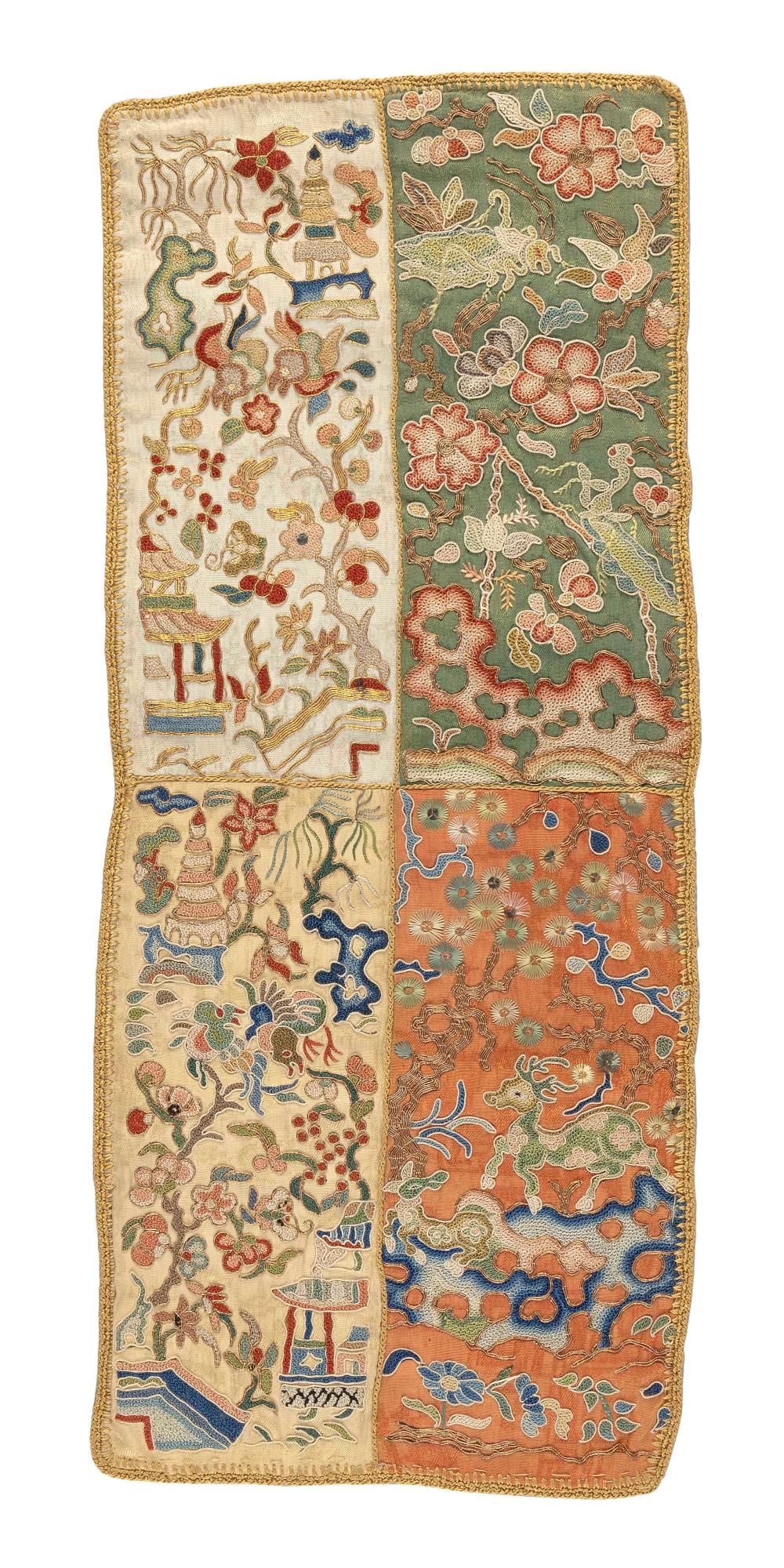 CHINESE FORBIDDEN STITCH AND GILT