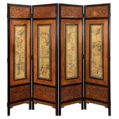 CHINESE FOUR-FOLD HARDWOOD SCR