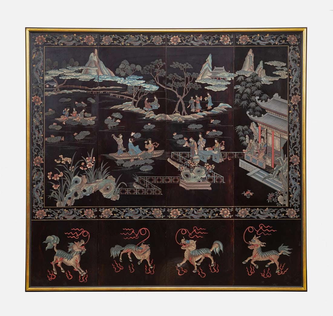 CHINESE FOUR-PANEL FIGURAL
