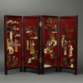 CHINESE FOUR-PANEL GEMSTONE IN