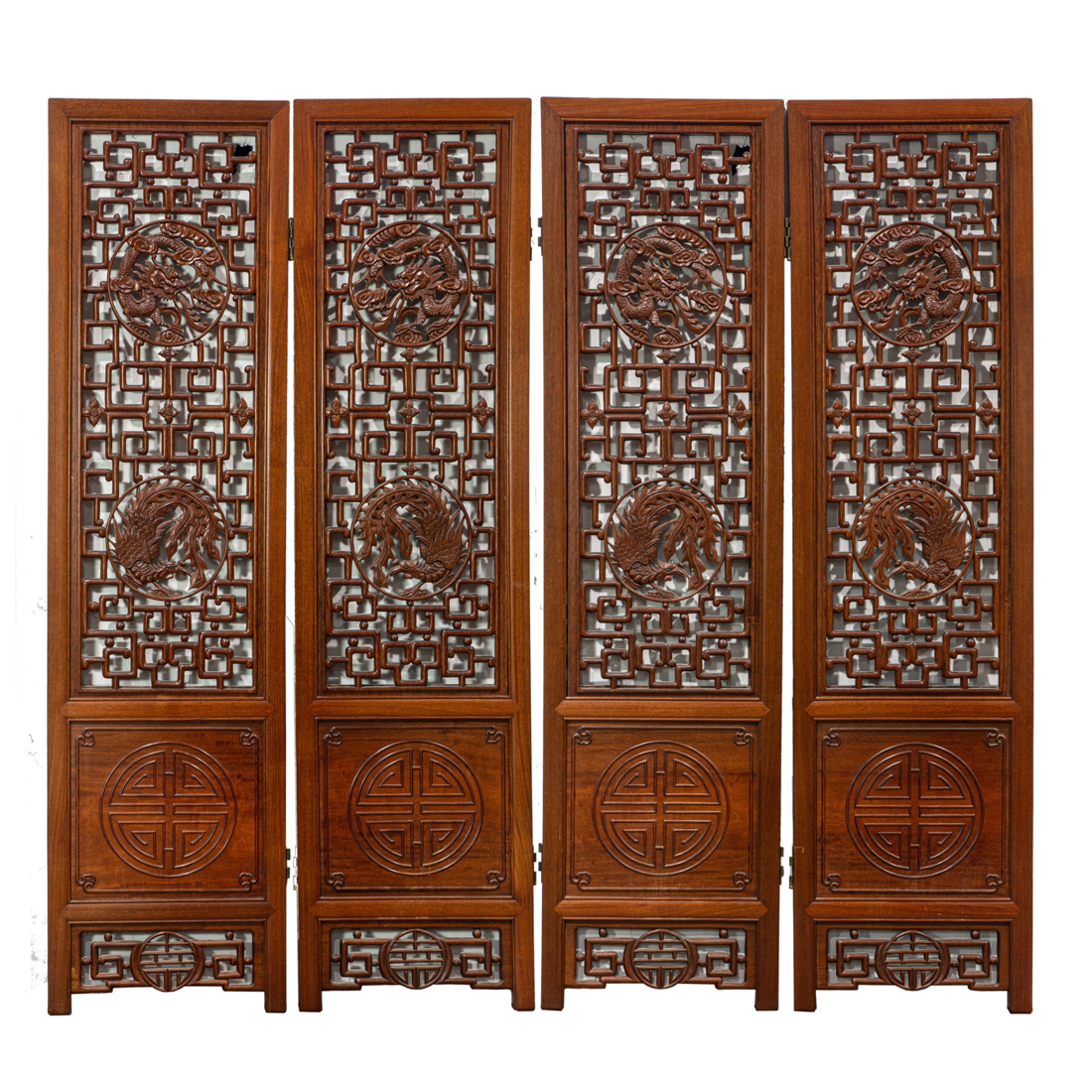 CHINESE FOUR-PANEL HARDWOOD FOLDING