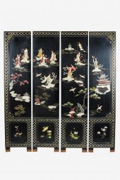 CHINESE FOUR PANEL INLAID SCRE