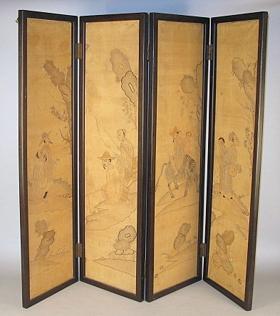 Chinese four panel Kesi floor
