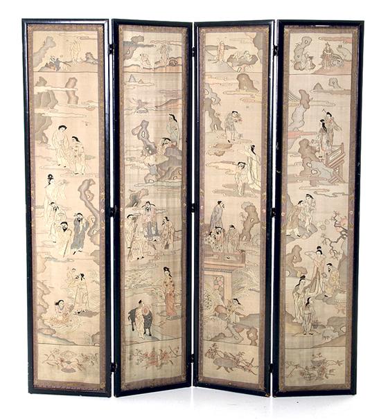 Chinese four-panel Kesi silk