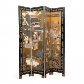 CHINESE FOUR PANEL LACQUER FLO