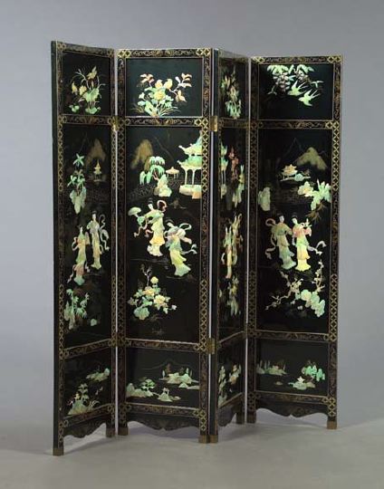 Chinese Four-Panel Parcel-Gilt