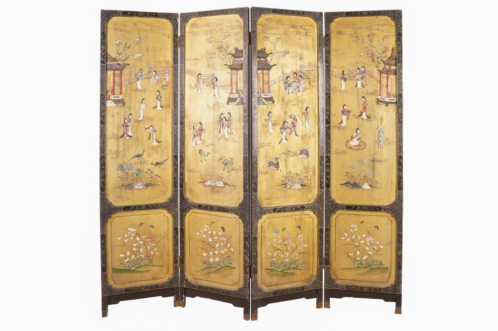 CHINESE FOUR-PANEL SCREENpainted