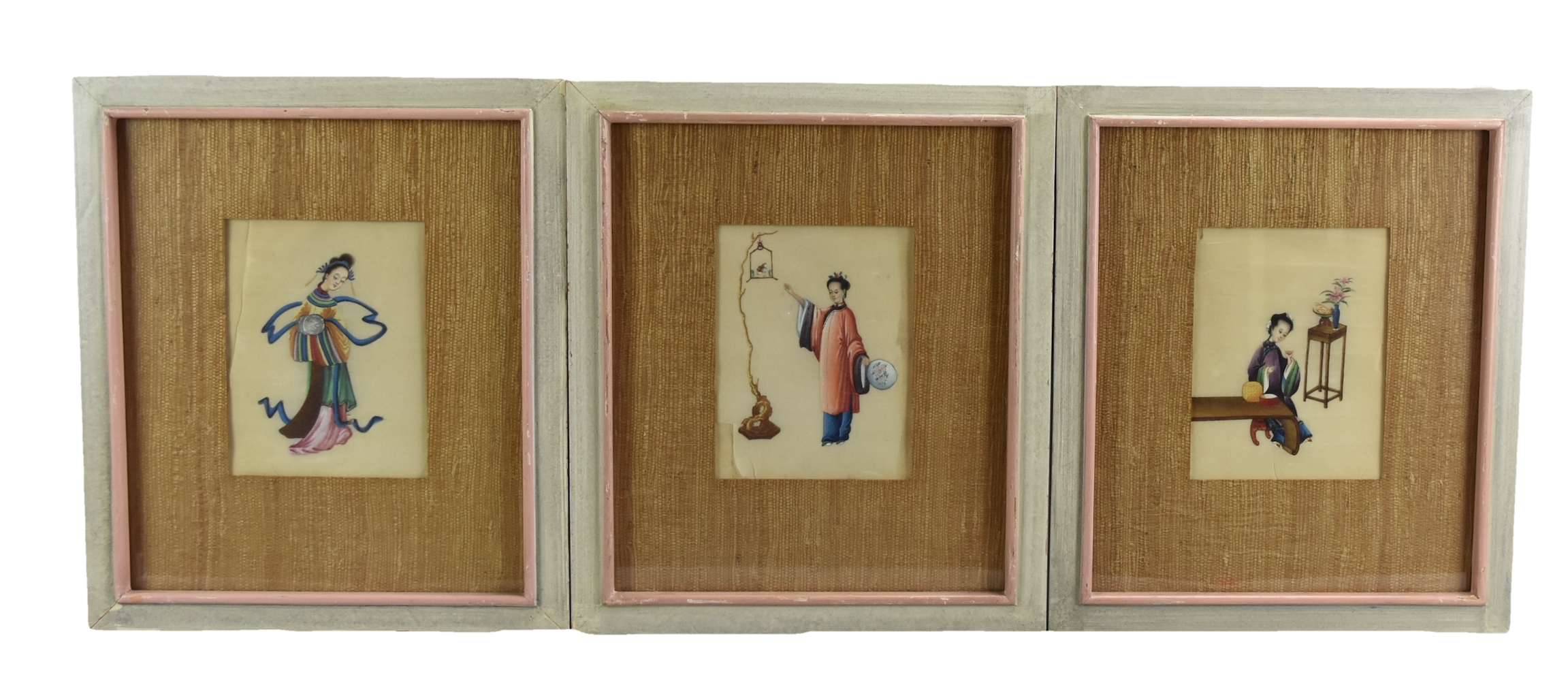 CHINESE FRAMED PITH PAPER PAINTINGS