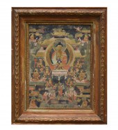 CHINESE FRAMED TANGKA W/ GILT