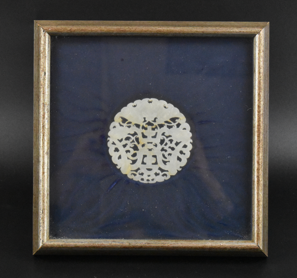 CHINESE FRAMED WHITE JADE CARVED