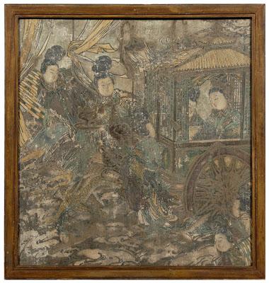 Chinese fresco, ink and color on