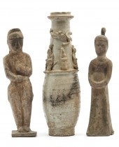 CHINESE FUNERARY WARE, 2 FIGUR