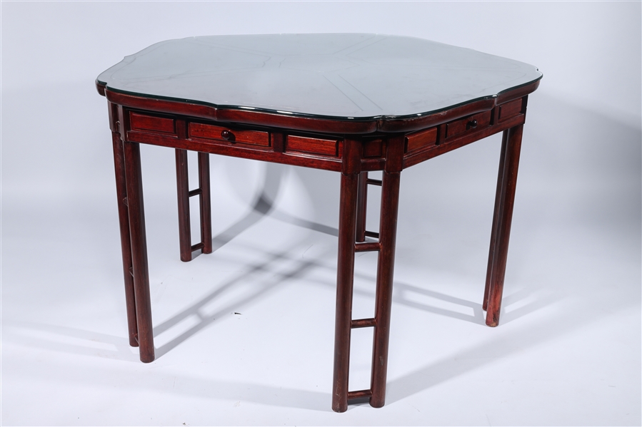 Chinese gaming table with glass top