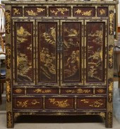 CHINESE GILT AND BLACK LACQUER