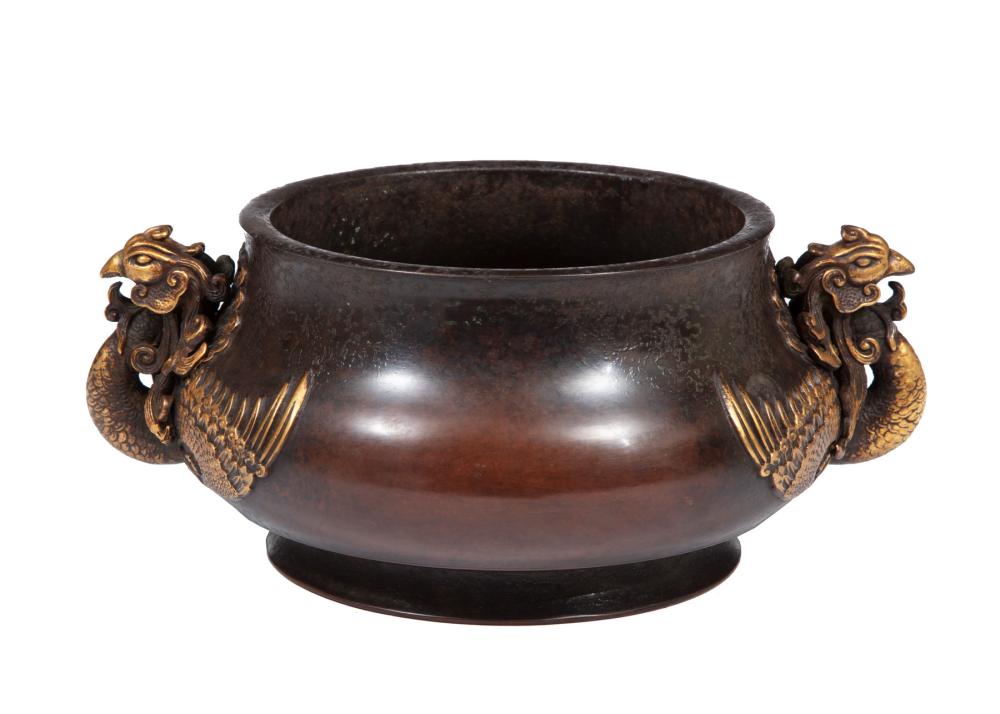 CHINESE GILT AND PATINATED BRONZE