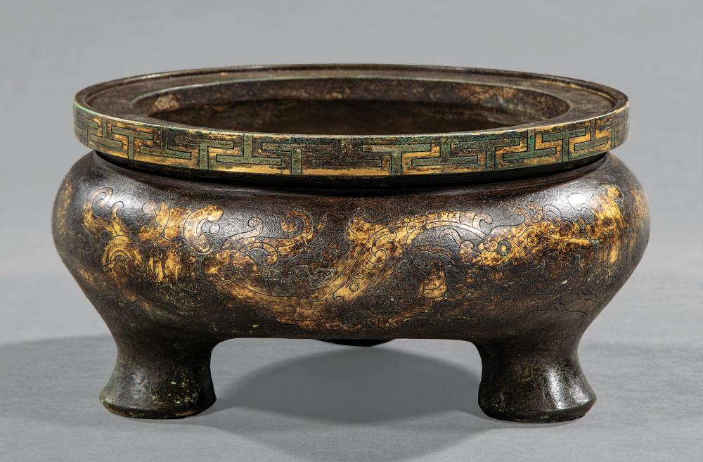 CHINESE GILT AND PATINATED BRONZE