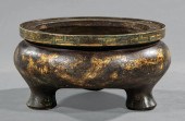CHINESE GILT AND PATINATED BRO