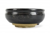 CHINESE GILT BLACK GLAZED ALM