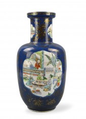 CHINESE GILT BLUE CANTON GLAZE