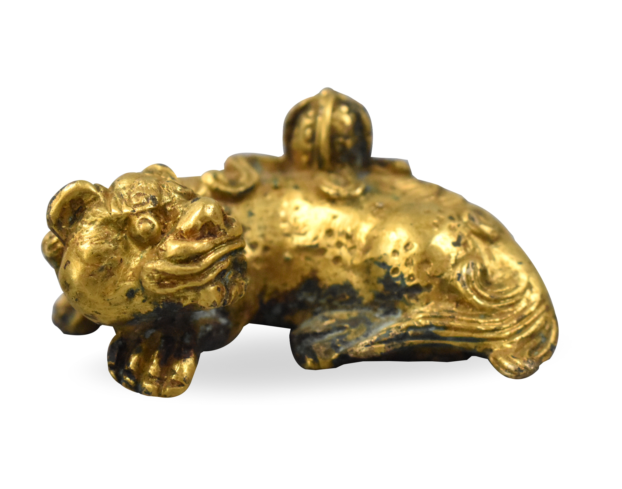 CHINESE GILT BRONZE BEAST PAPER