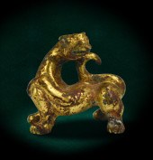 CHINESE GILT BRONZE BEAST PAPE