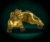 CHINESE GILT BRONZE BEAST PAPE