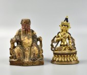CHINESE GILT BRONZE BUDDHA & W
