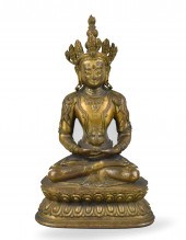 CHINESE GILT BRONZE BUDDHA AMI