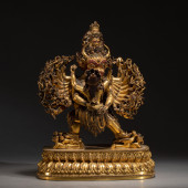 CHINESE GILT BRONZE BUDDHA DEI