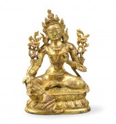 CHINESE GILT BRONZE BUDDHA TAR