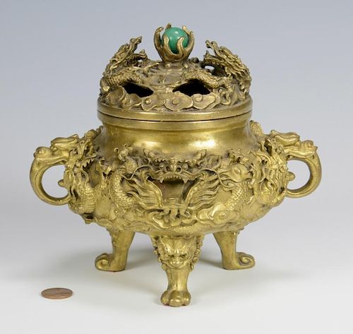CHINESE GILT BRONZE DRAGON