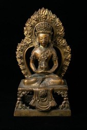CHINESE GILT BRONZE FIGURE OF