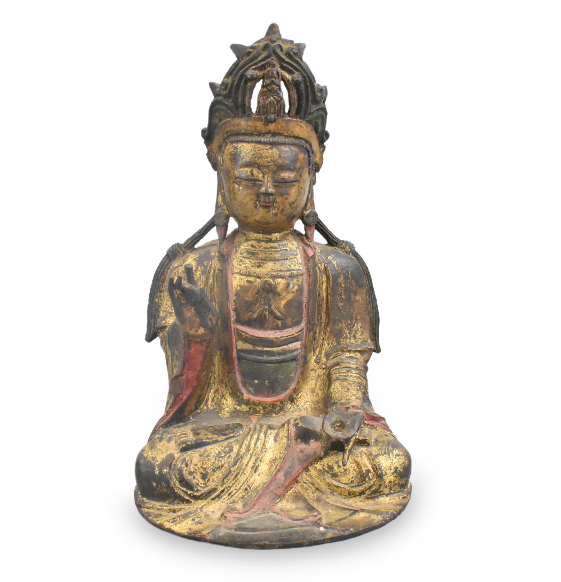 CHINESE GILT BRONZE FIGURE OF