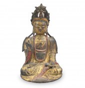 CHINESE GILT BRONZE FIGURE OF