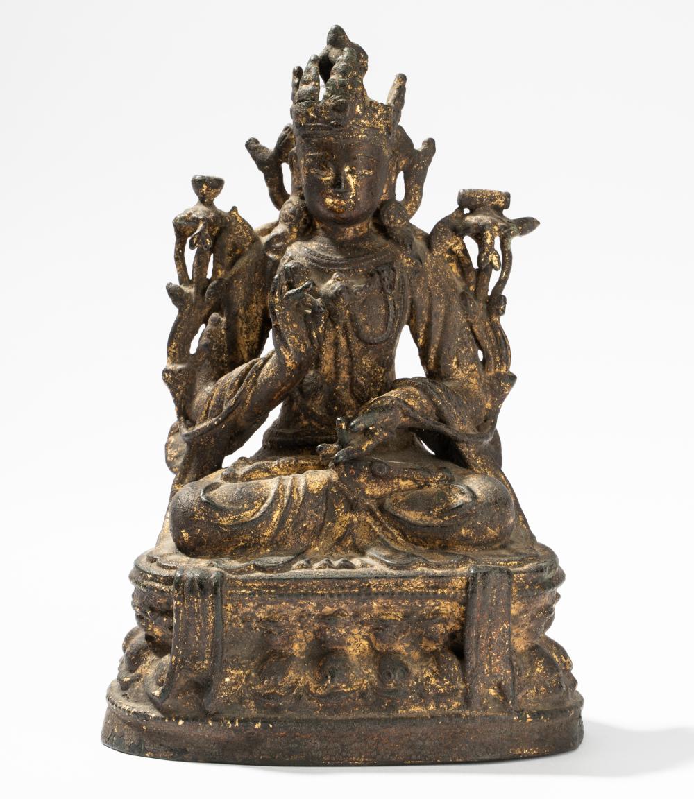 CHINESE GILT BRONZE FIGURE OF
