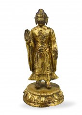 CHINESE GILT BRONZE FIGURE OF