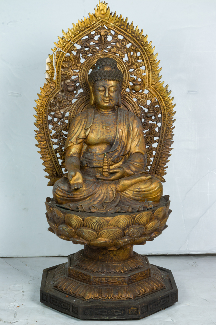 CHINESE GILT BRONZE FIGURE OF