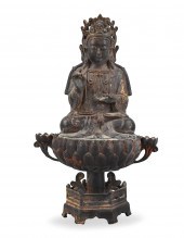 CHINESE GILT BRONZE GUANYIN FI