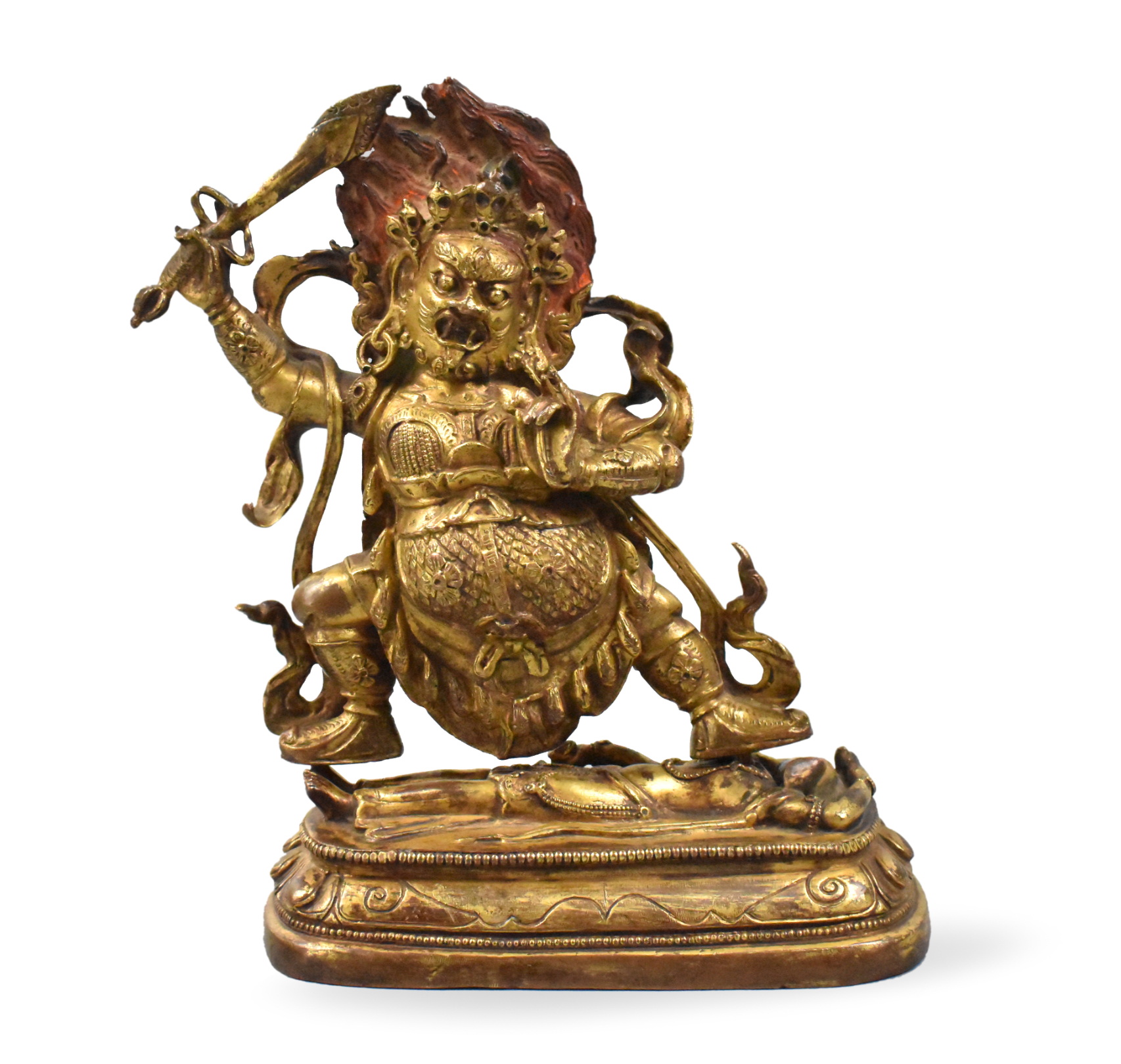 CHINESE GILT BRONZE MAHAKALA