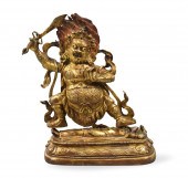 CHINESE GILT BRONZE MAHAKALA F