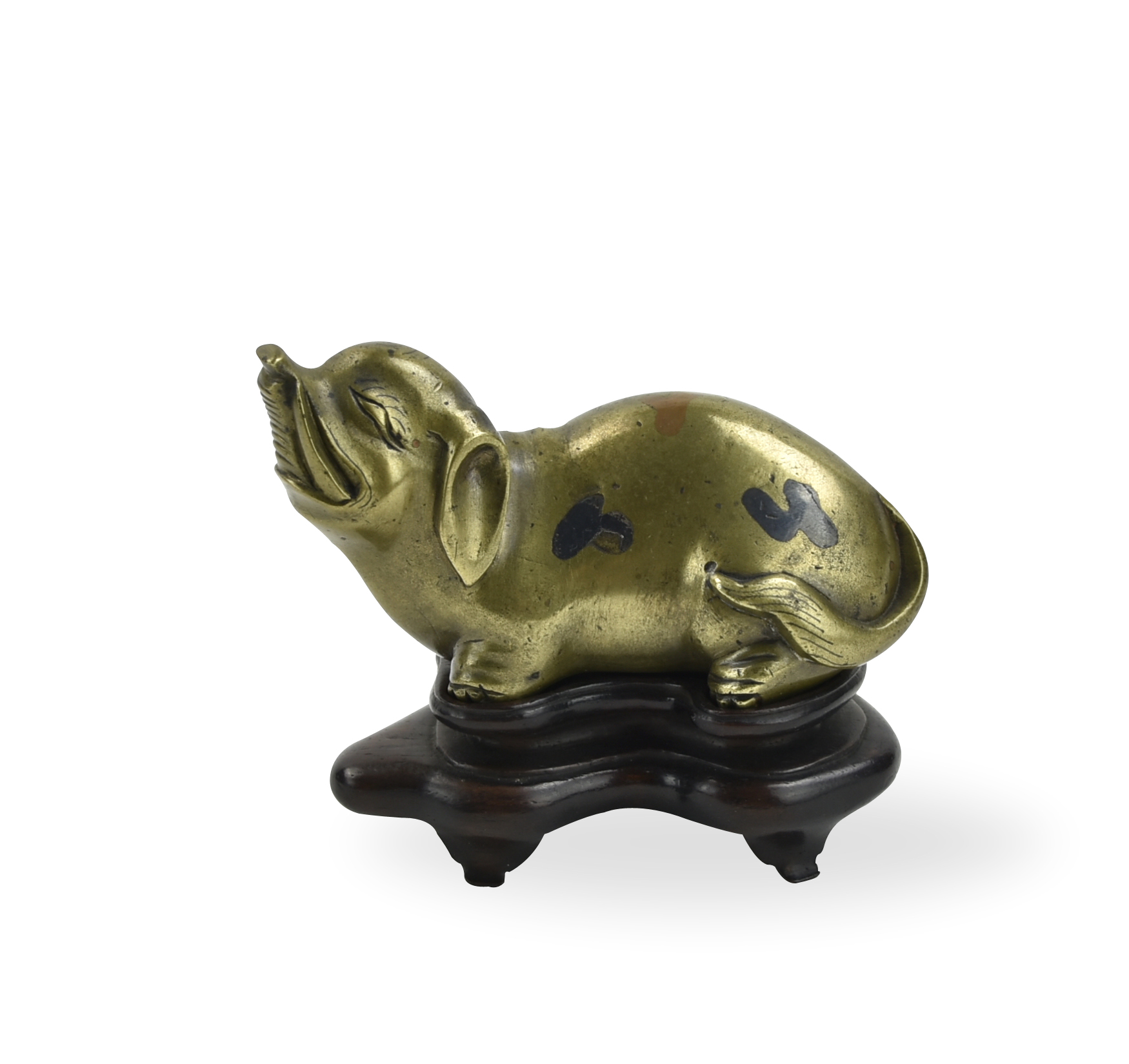 CHINESE GILT BRONZE PIG STATUE &