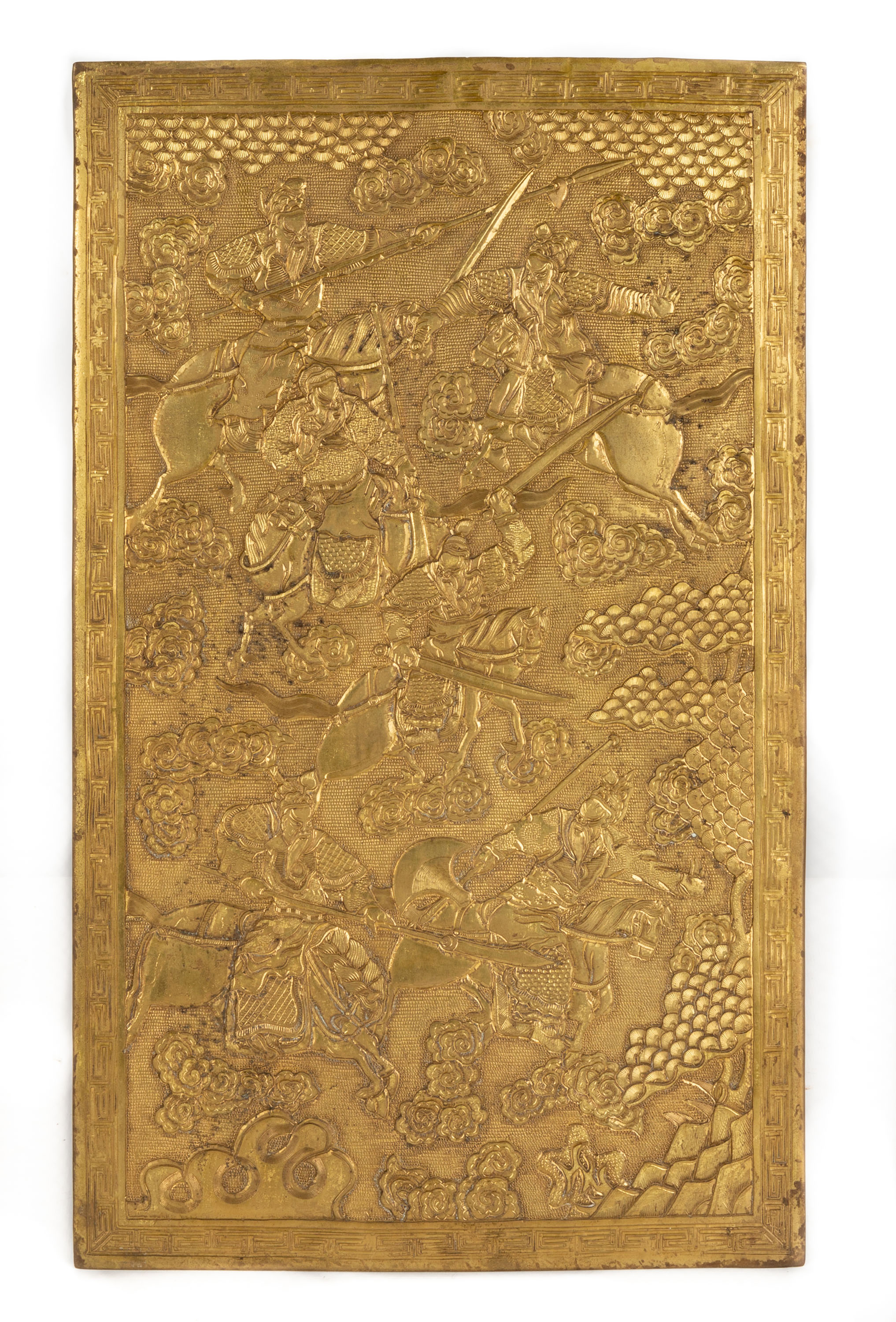 CHINESE GILT BRONZE PLAQUE