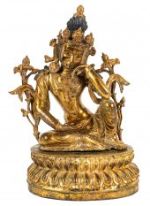 CHINESE GILT-BRONZE SEATED BOD