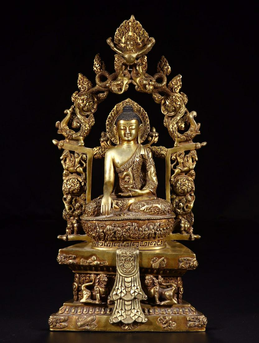 CHINESE GILT BRONZE SEATED BUDDHA