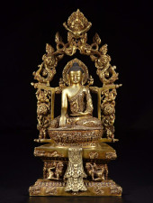 CHINESE GILT BRONZE SEATED BUD