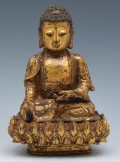 CHINESE GILT BRONZE SEATED BUD