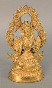 CHINESE GILT BRONZE SEATED TAR