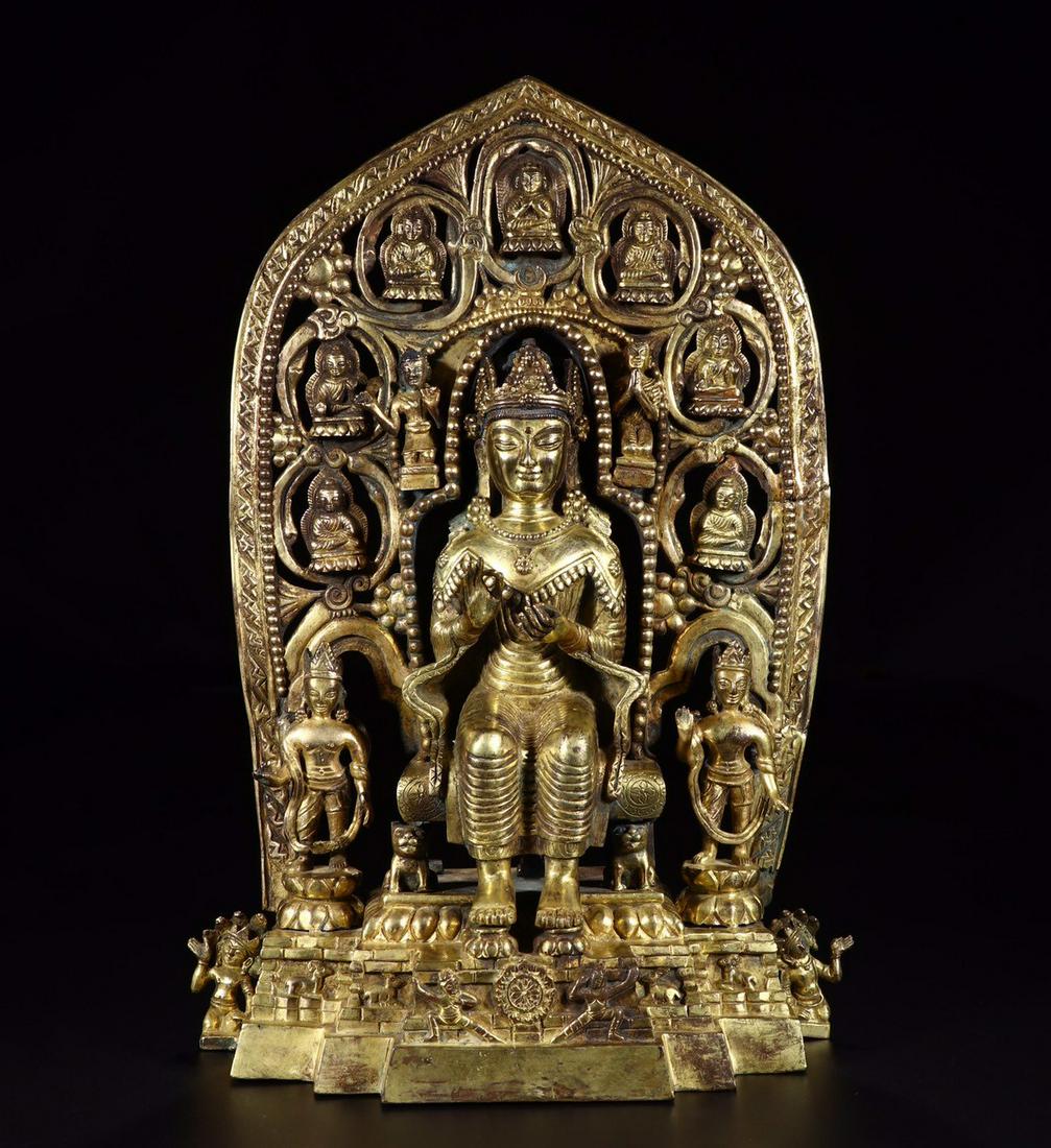 CHINESE GILT BRONZE STANDING BUDDHA