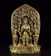 CHINESE GILT BRONZE STANDING B